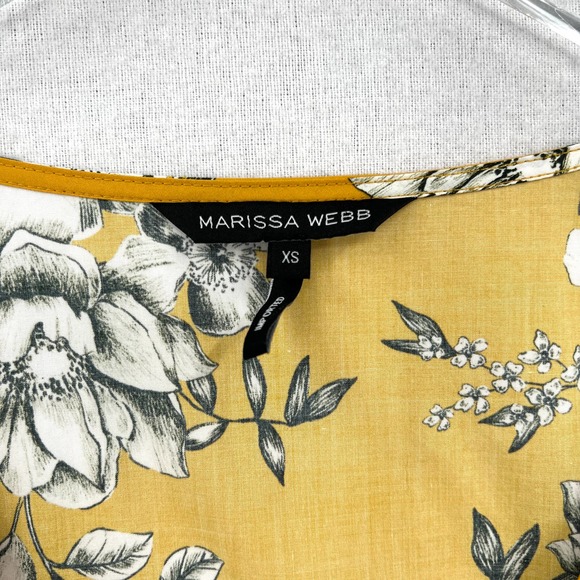 MARISSA WEBB Shirt Womens XS Yellow Karlee Cropped Twist Top Long Sleeve Floral - Picture 10 of 16
